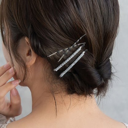 ヘアピン ビジュー スクエア ウェーブ 4本セット アメピン