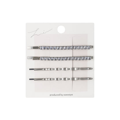 ヘアピン ビジュー スクエア ウェーブ 4本セット アメピン