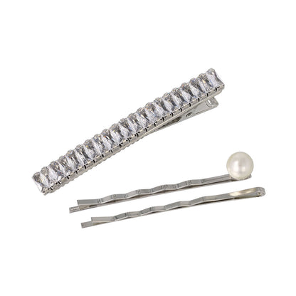 ヘアピン パール ビジュー レクタングル 3本セット ヘアクリップ アメピン