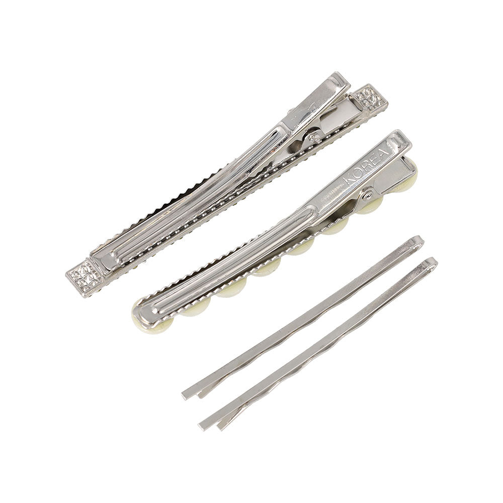 ヘアピン パール ミニ メニー ビジュー 4本セット ヘアクリップ アメピン