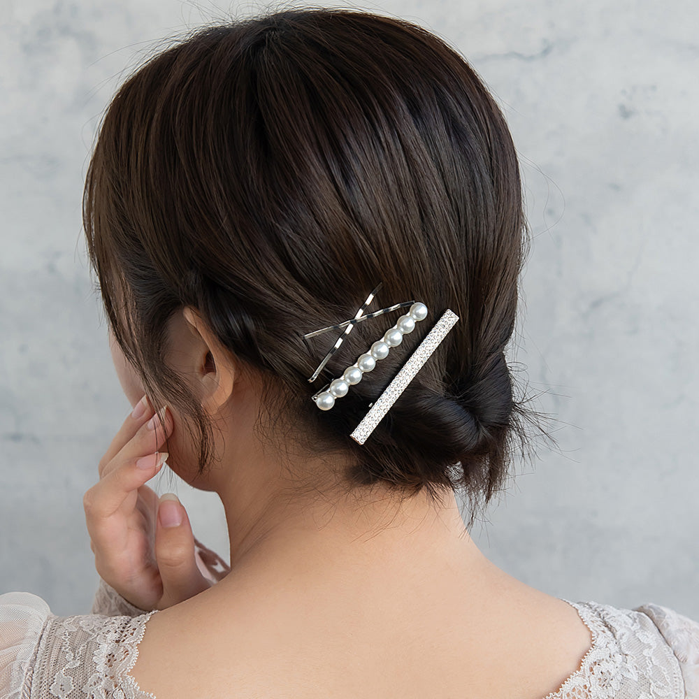 ヘアピン パール ミニ メニー ビジュー 4本セット ヘアクリップ アメピン