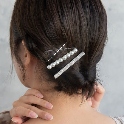 ヘアピン パール ミニ メニー ビジュー 4本セット ヘアクリップ アメピン