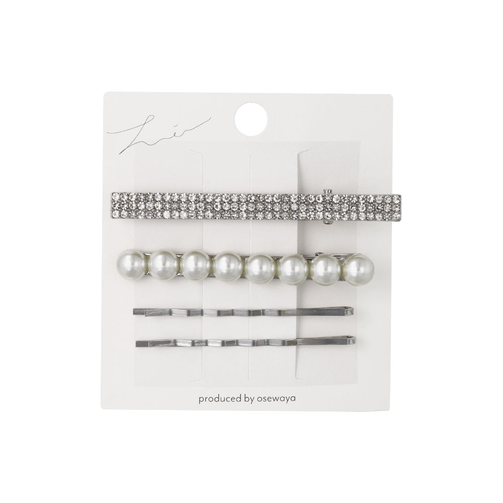 ヘアピン パール ミニ メニー ビジュー 4本セット ヘアクリップ アメピン