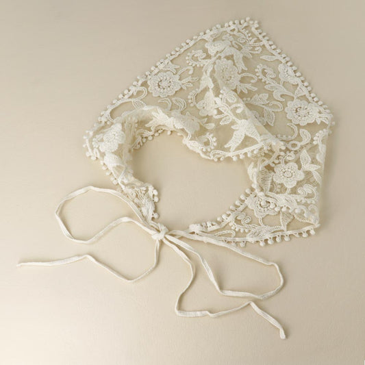 ヘッドドレス チュール 刺繍 フラワー 花 ボタニカル 柄 ヘッドスカーフ バブーシュカ