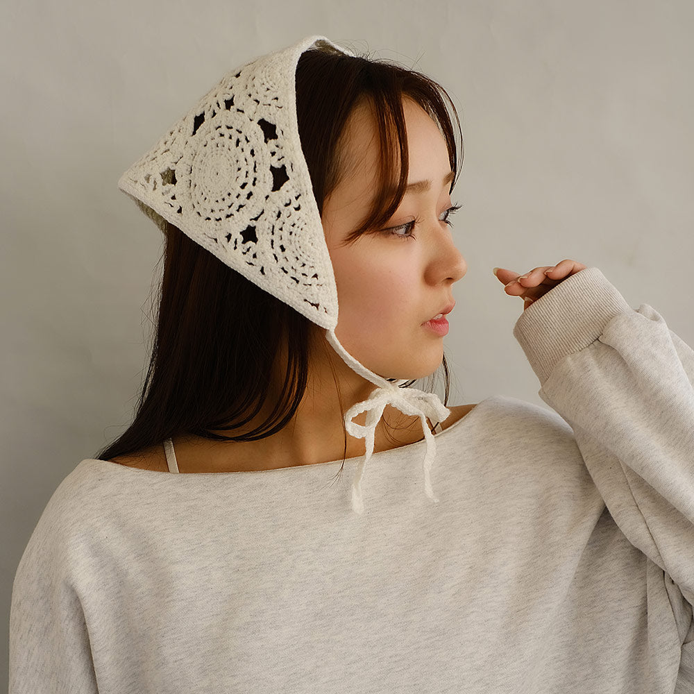 ヘッドドレス フラワー 花 サークル 柄 クロシェ編み かぎ編み