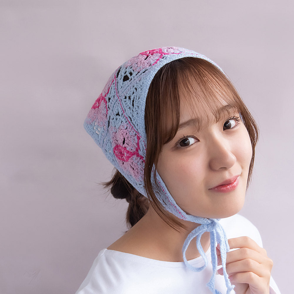 りつ*無言取引OKさま専用　ヘッドドレス　バブーシュカ ヘッドドレス チュール 刺繍 フラワー 花 ボタニカル 柄 ヘッド