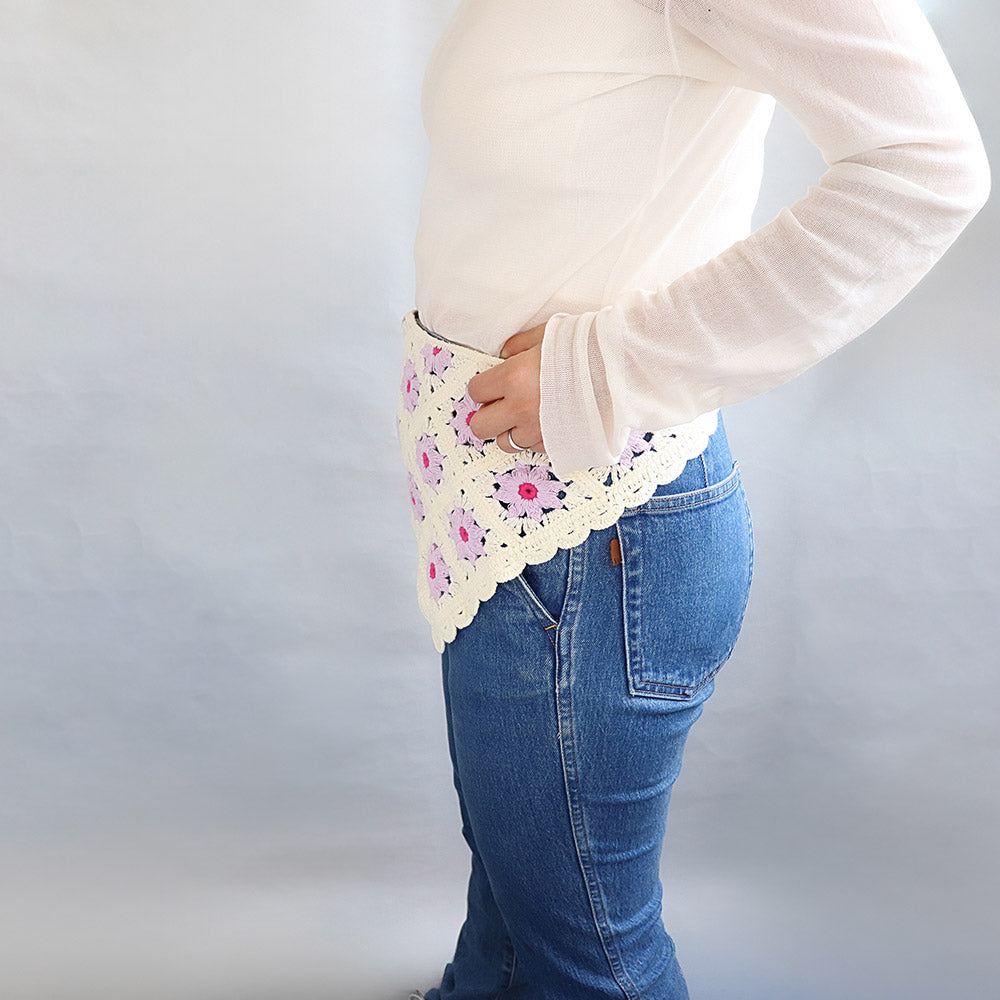 ヘッドドレス カラー フラワー 花 スクエア 柄 スカラップ クロシェ編み かぎ編み ヘッドスカーフ バブーシュカ