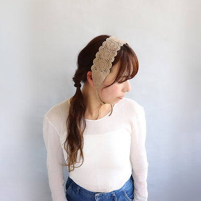 ヘッドバンド レース 柄 サークル スカラップ クロシェ編み かぎ編み ヘッドドレス ヘアバンド