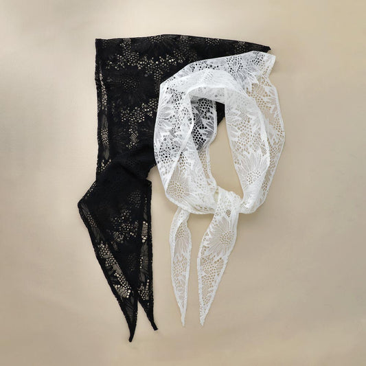 ヘッドスカーフ フラワー 総レース シアー バブーシュカ