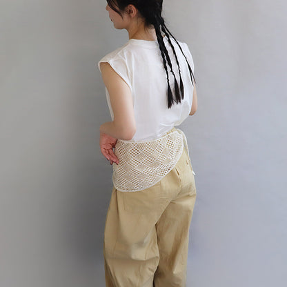 ヘッドスカーフ クロスライン ブロック 柄 レース かぎ編み シアー バブーシュカ