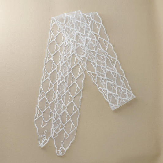 ボウタイスカーフ ヘッドドレス ハート 柄 総レース シアー リボン ヘアバンド