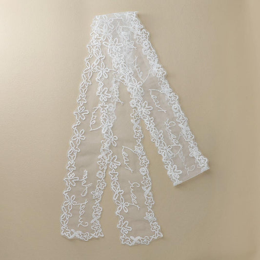 ボウタイスカーフ ヘッドドレス フラワー ハート 柄 総レース シアー リボン ヘアバンド