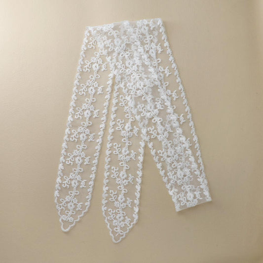 ボウタイスカーフ ヘッドドレス フラワー ボタニカル 柄 総レース スカラップ シアー リボン ヘアバンド