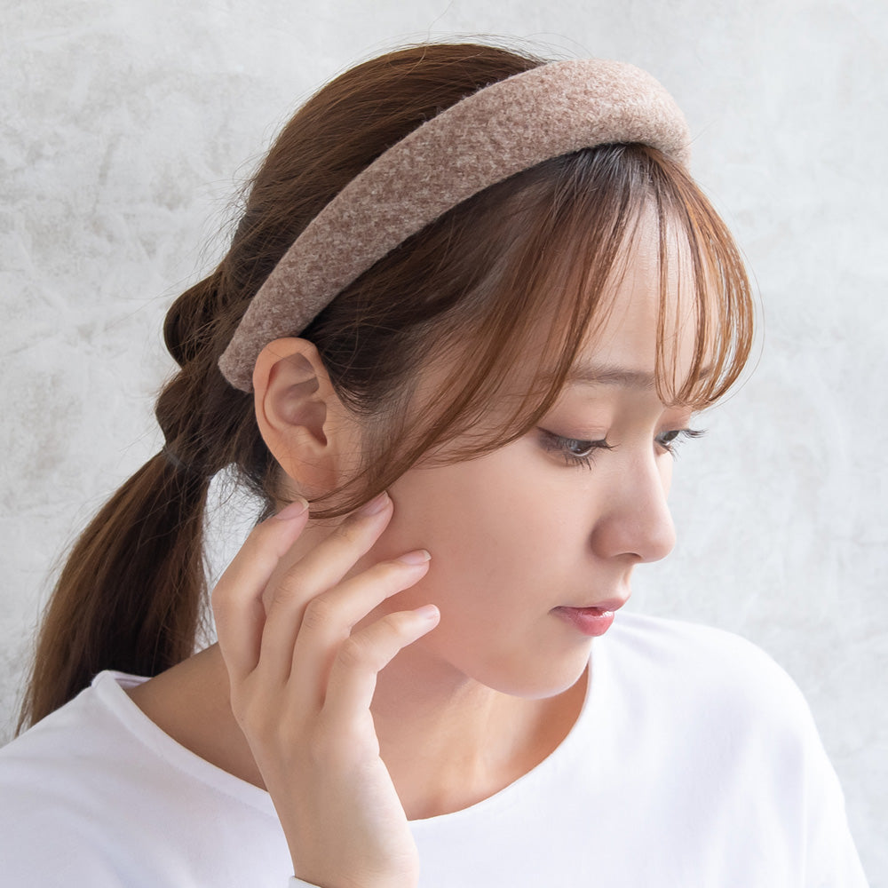 カチューシャ パフィー ワイド ウール調 ベーシック カラークッション カチューシャ