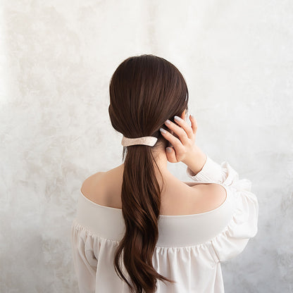 バレッタ アクリル マーブル カラー ウェーブ ライン カーブ プレート すべり止め付き