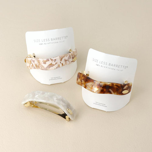 バレッタ ニッケルフリー メタル ポイント マーブル カラー ウェーブ すべり止め付き サイズレスバレッタ