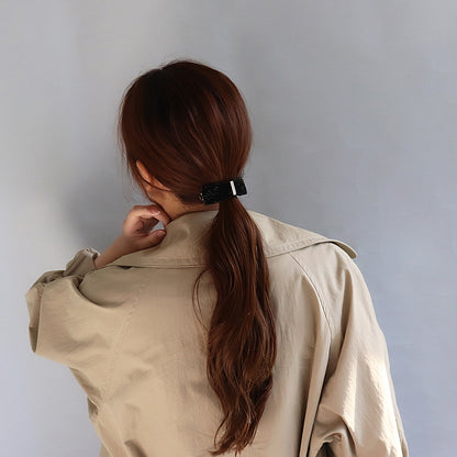 バレッタ ニッケルフリー メタル ベロア リボン すべり止め付き サイズレスバレッタ