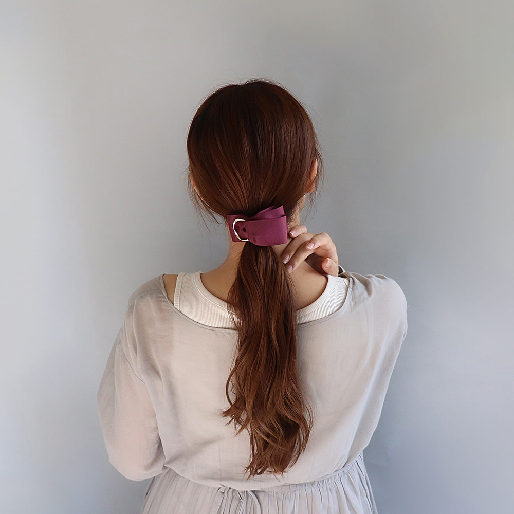 バレッタ ニッケルフリー メタル リング グログラン リボン