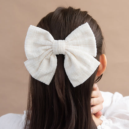 バレッタ ニッケルフリー ツイード リボン すべり止め付き