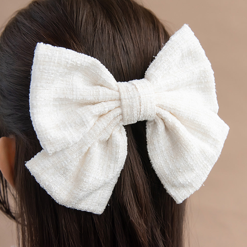 バレッタ ニッケルフリー ツイード リボン すべり止め付き