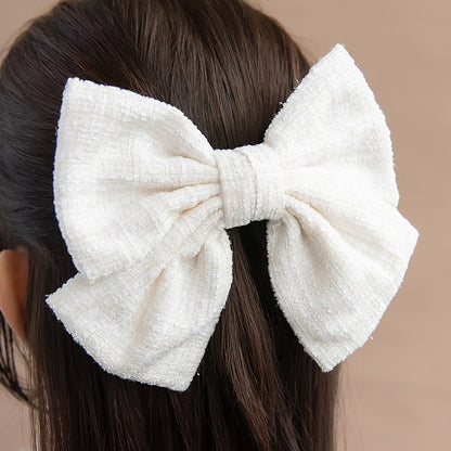 バレッタ ニッケルフリー ツイード リボン すべり止め付き