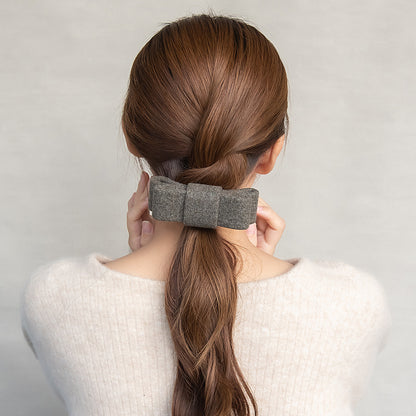 バレッタ リボン ウール調