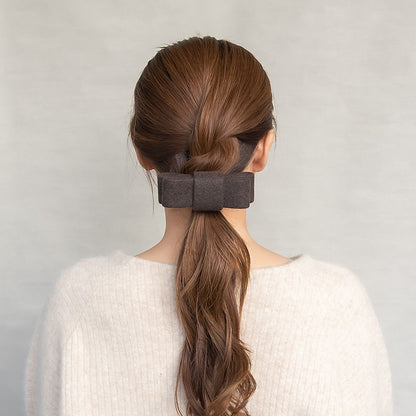 バレッタ リボン ウール調