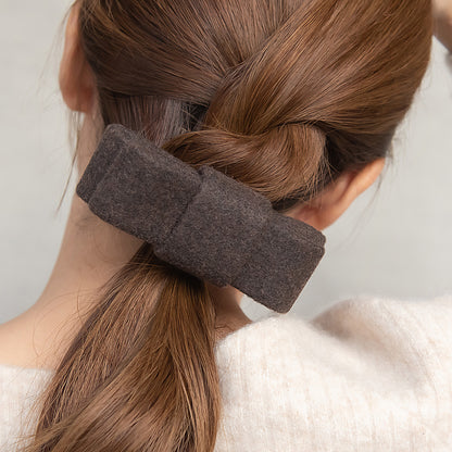 バレッタ リボン ウール調