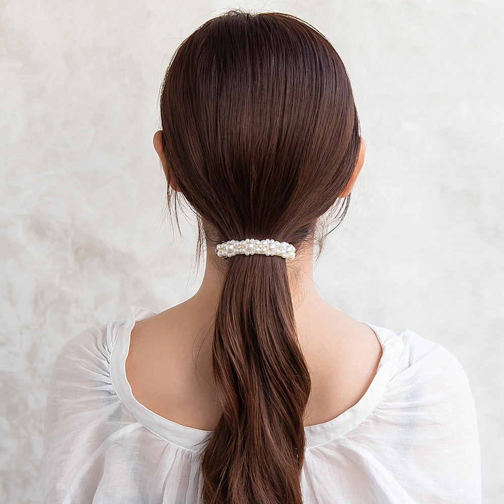 バレッタ パール ストーン ツイスト サイズレスバレッタ