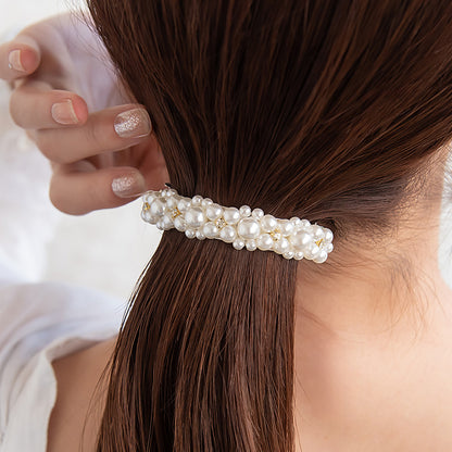 バレッタ パール ストーン ツイスト サイズレスバレッタ