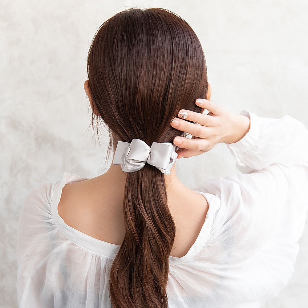 バレッタ リボン サテン パール サイズレスバレッタ – OSEWAYA