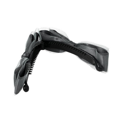 バナナクリップ ダブル リボン チュール くすみカラー ヘアクリップ