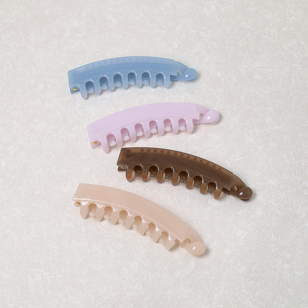 バナナクリップ ヘアクリップ パステル カラー カーブ 歯つき