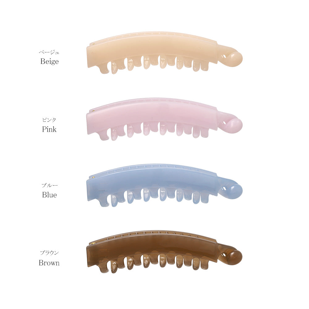 バナナクリップ ヘアクリップ パステル カラー カーブ 歯つき