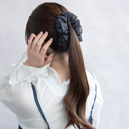 バナナクリップ ヘアクリップ シアー フリル モノトーン カラー