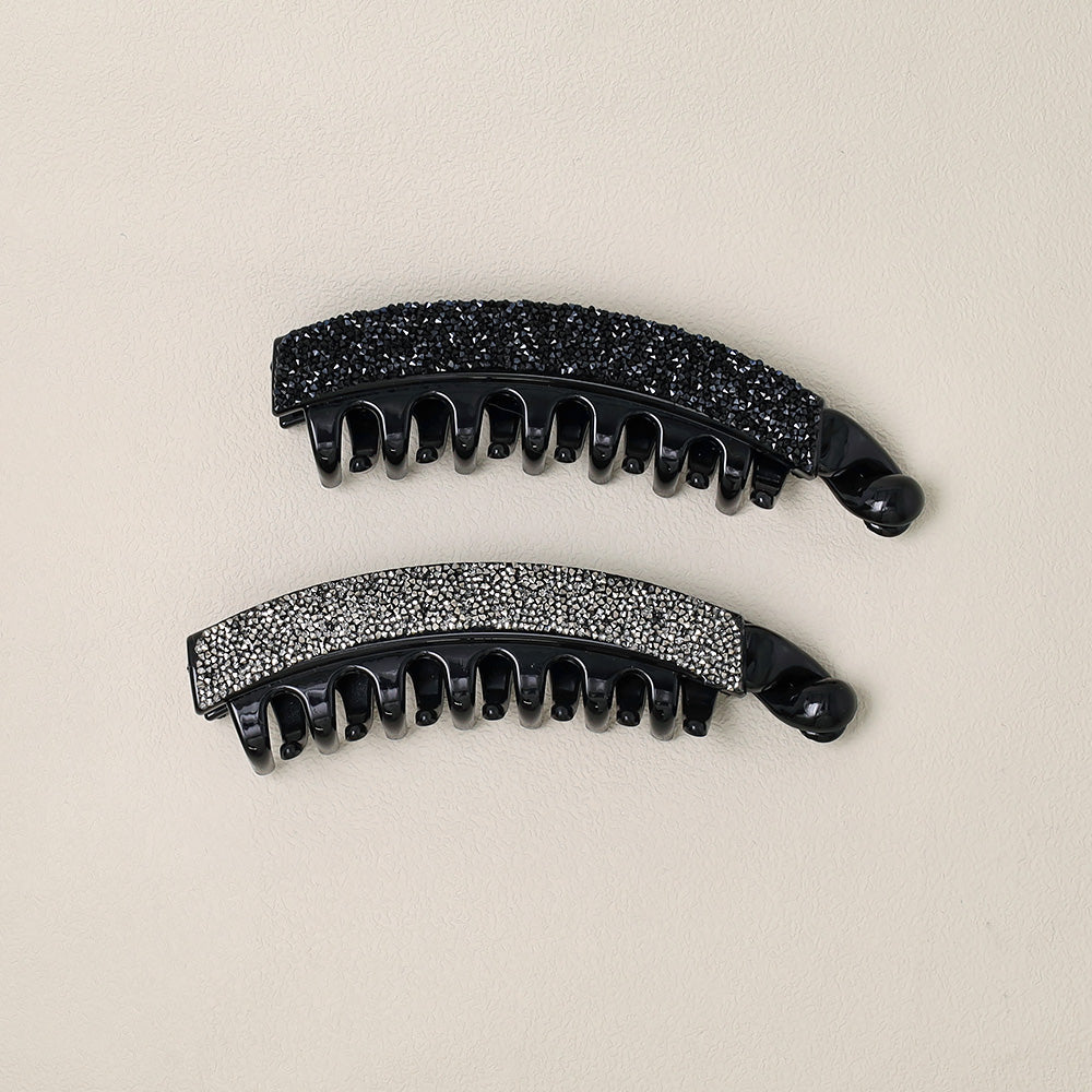 バナナクリップ ヘアクリップ ビジュー ストーン