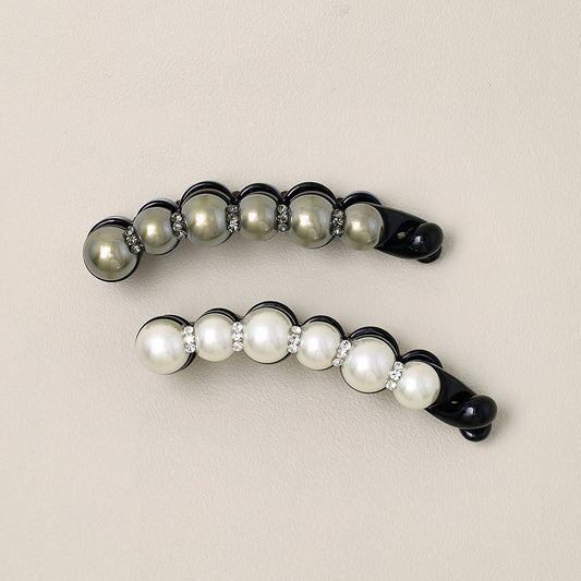 バナナクリップ ヘアクリップ ストーン パール