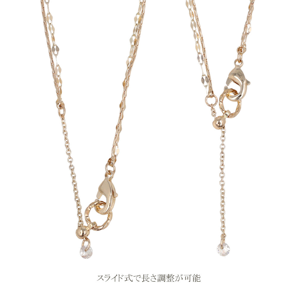 ブレスレット ニッケルフリー ロゼシルバー キュービックジルコニア スエッジ ペタルチェーン 2連 スライドボール チェーンブレスレット