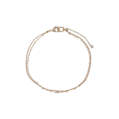 ブレスレット ニッケルフリー ロゼシルバー キュービックジルコニア スエッジ ペタルチェーン 2連 スライドボール チェーンブレスレット