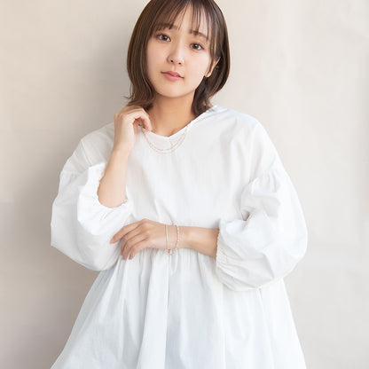 ブレスレット ニッケルフリー ロゼシルバー キュービックジルコニア メタル パール ドット スネークチェーン 2連 スライドボール チェーンブレスレット