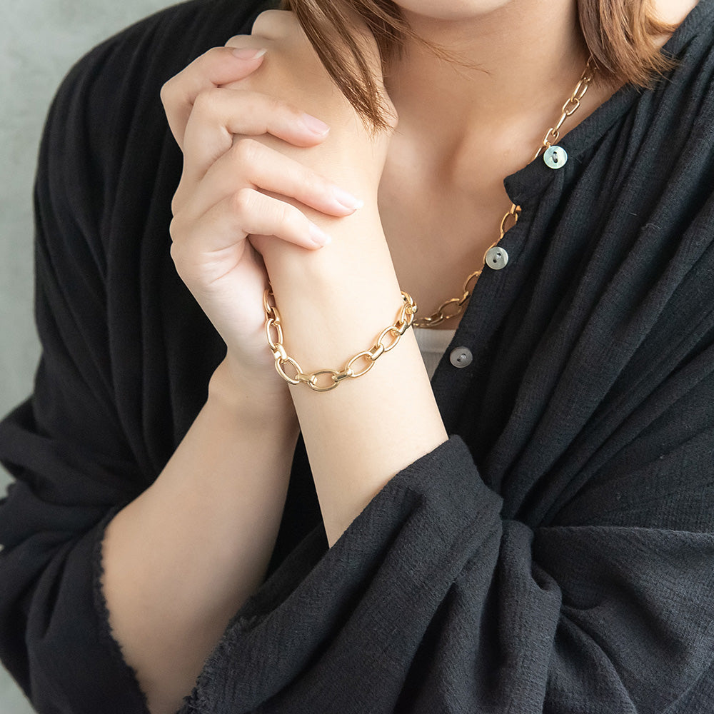 ブレスレット Awesome ニッケルフリー メタル オーバル チェーンブレスレット