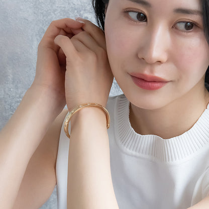ブレスレット ニッケルフリー メタル ストーン バングル
