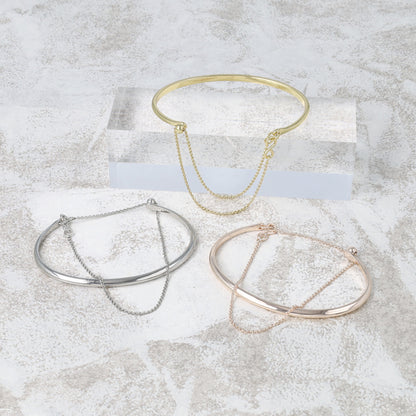ブレスレット chain 2way bangle ニッケルフリー メタル ライン チェーン スライドボール バングル