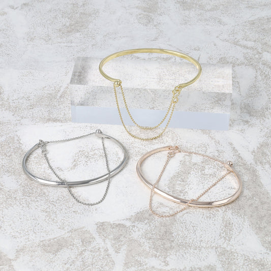 ブレスレット chain 2way bangle ニッケルフリー メタル ライン チェーン スライドボール バングル