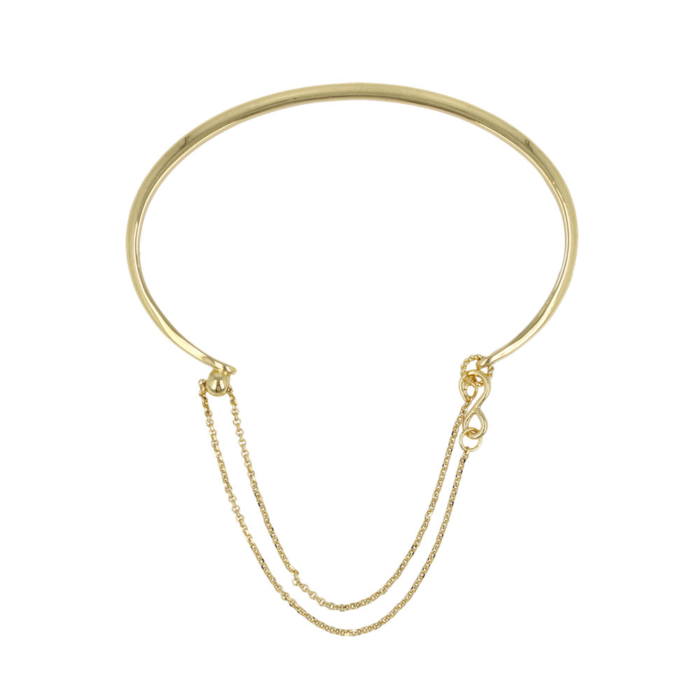 ブレスレット chain 2way bangle ニッケルフリー メタル ライン チェーン スライドボール バングル