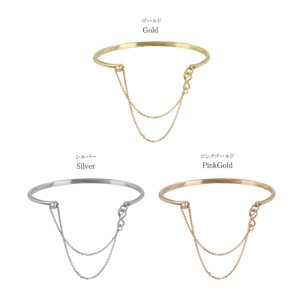 ブレスレット chain 2way bangle ニッケルフリー メタル ライン チェーン スライドボール バングル
