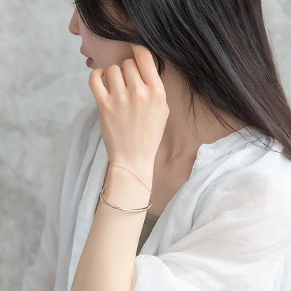 ブレスレット chain 2way bangle ニッケルフリー メタル ライン チェーン スライドボール バングル