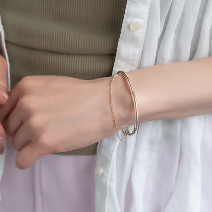 ブレスレット chain 2way bangle ニッケルフリー メタル ライン チェーン スライドボール バングル
