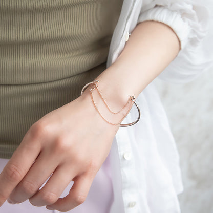 ブレスレット chain 2way bangle ニッケルフリー メタル ライン チェーン スライドボール バングル