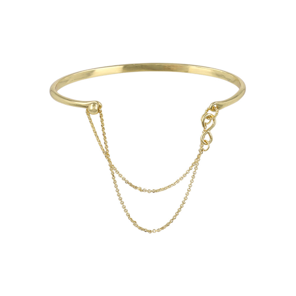 ブレスレット chain 2way bangle ニッケルフリー メタル ライン チェーン スライドボール バングル